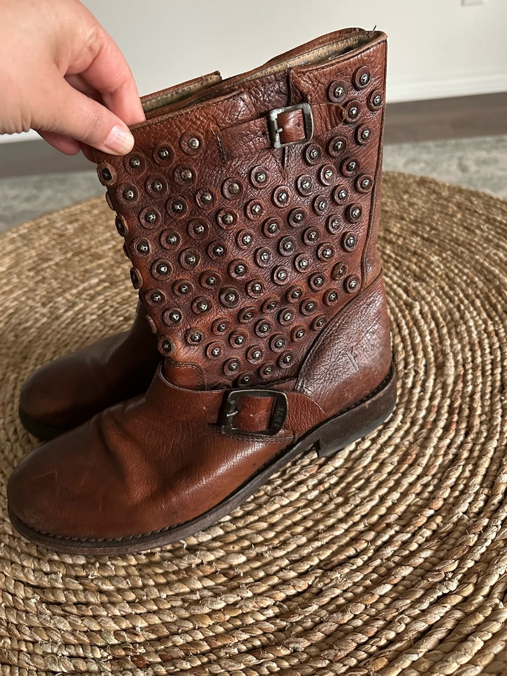 Frye Boots Jenna Disc Short Cognac Size 8.5 B